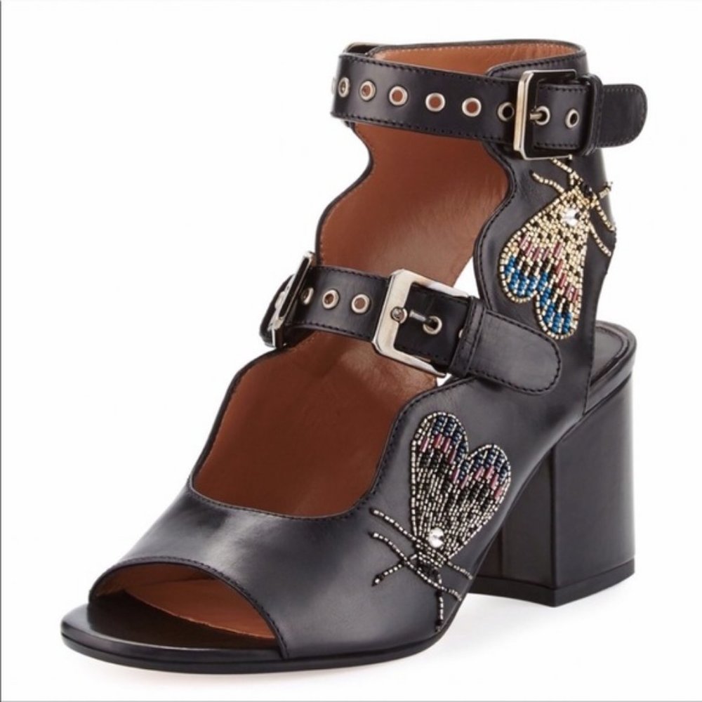 LAURENCE DACADE ELLEN NEDEN BEADED BLACK SANDALS - Picture 2 of 16